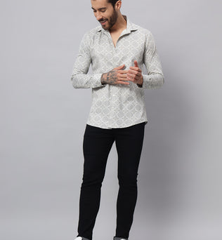 GEOMETRICAL PRINT SHIRT CREAM