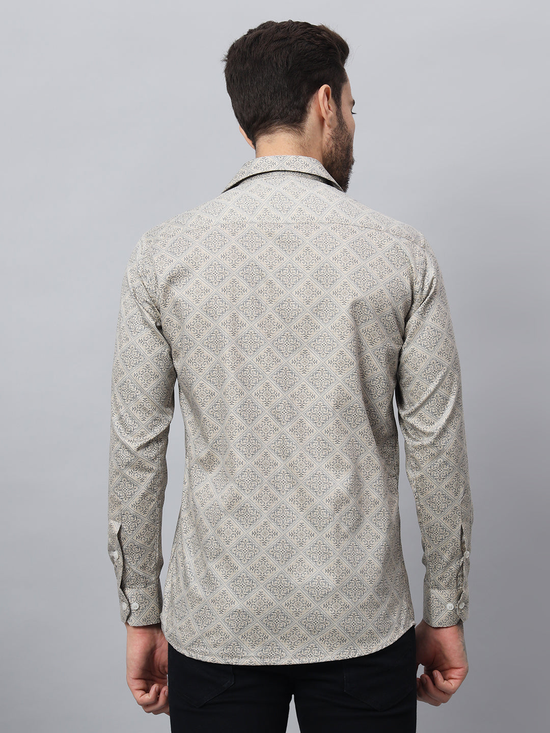 GEOMETRICAL PRINT SHIRT FAWN