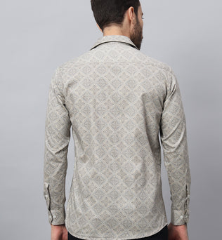 GEOMETRICAL PRINT SHIRT FAWN