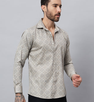 GEOMETRICAL PRINT SHIRT FAWN