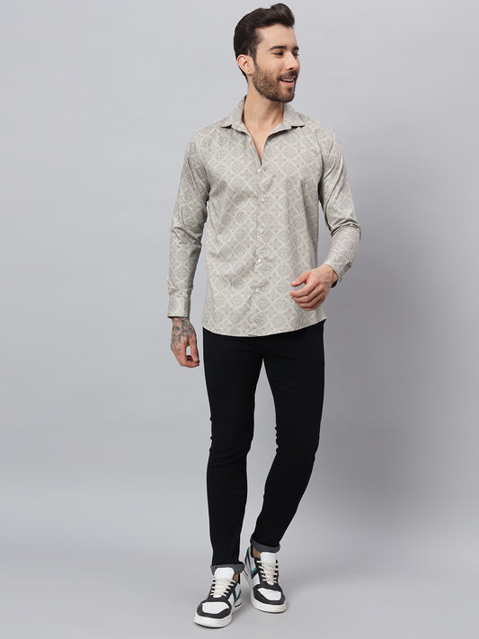 GEOMETRICAL PRINT SHIRT FAWN