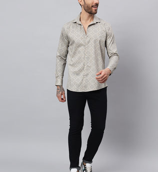 GEOMETRICAL PRINT SHIRT FAWN