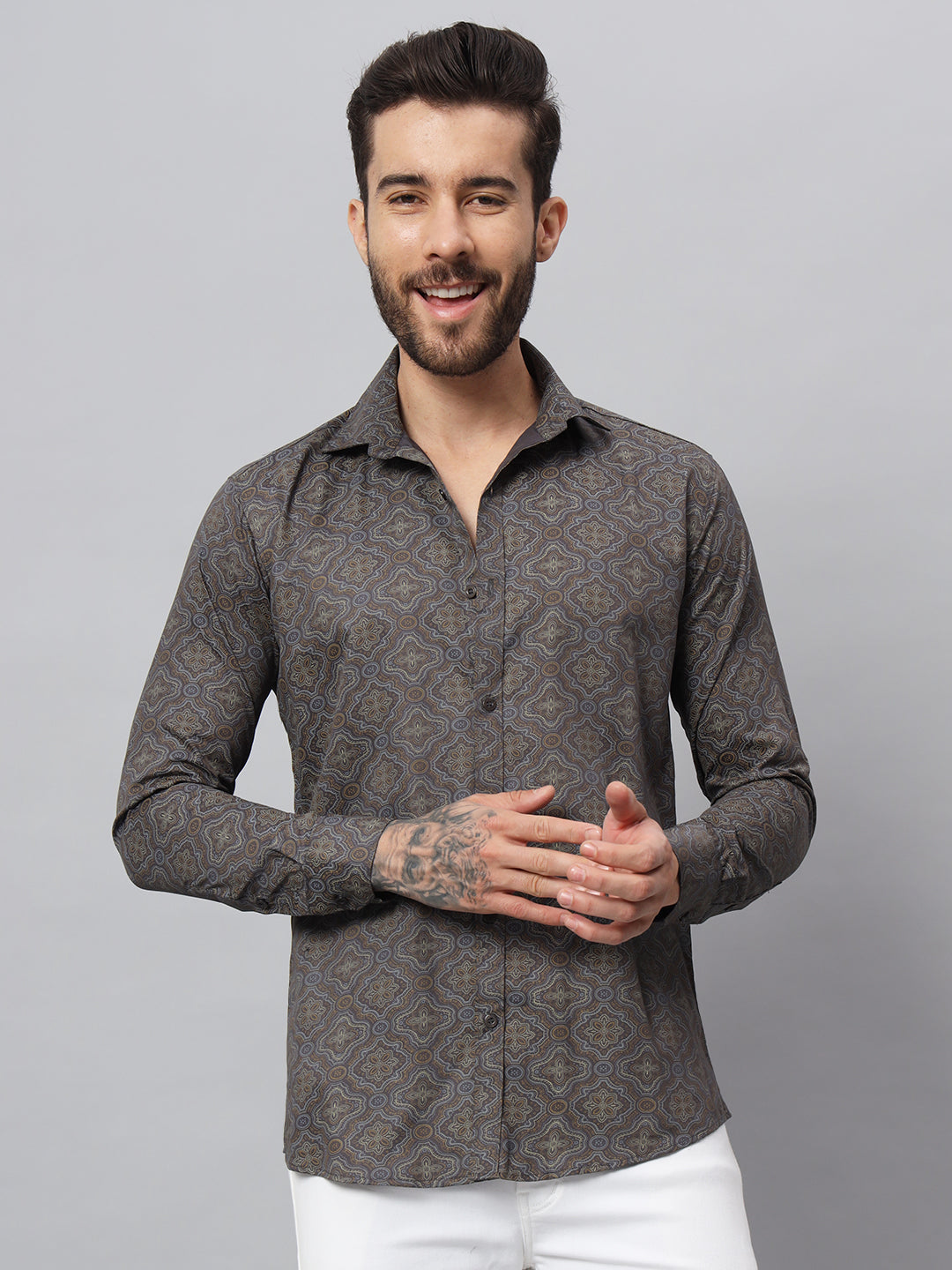 PAISLEY PRINT SHIRT GREY