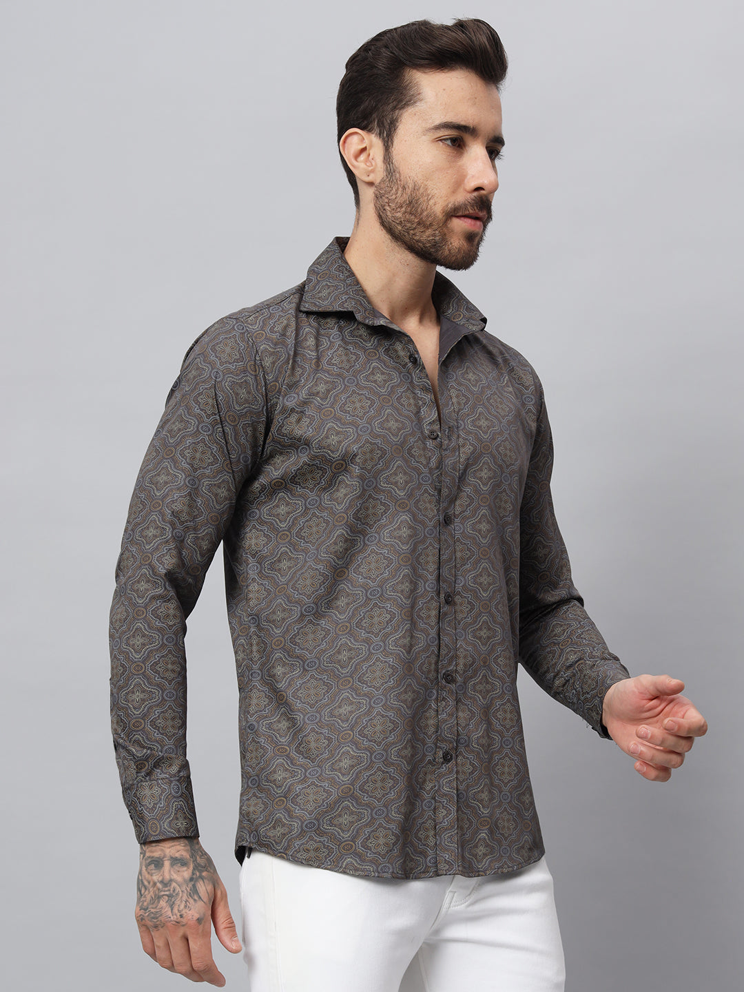 PAISLEY PRINT SHIRT GREY