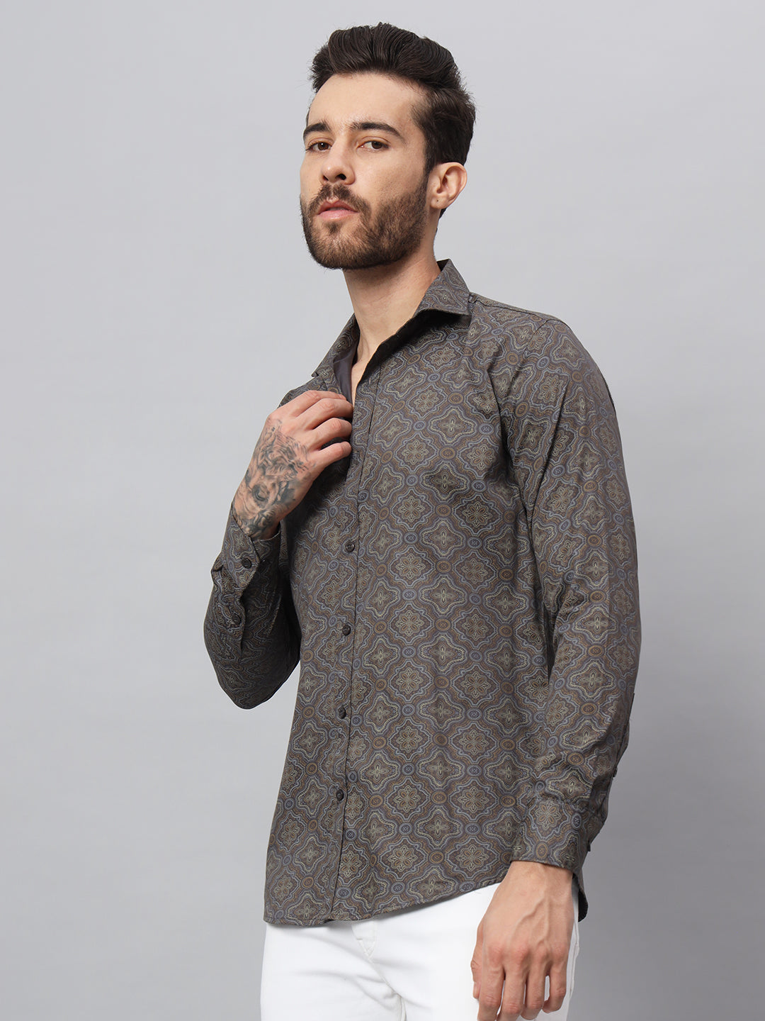 PAISLEY PRINT SHIRT GREY