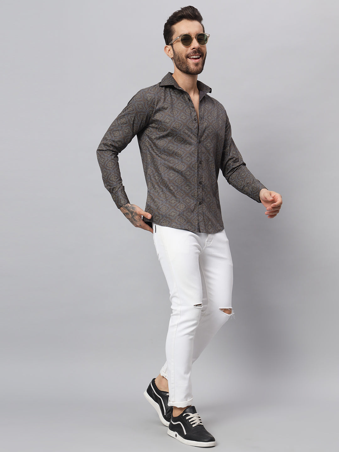 PAISLEY PRINT SHIRT GREY