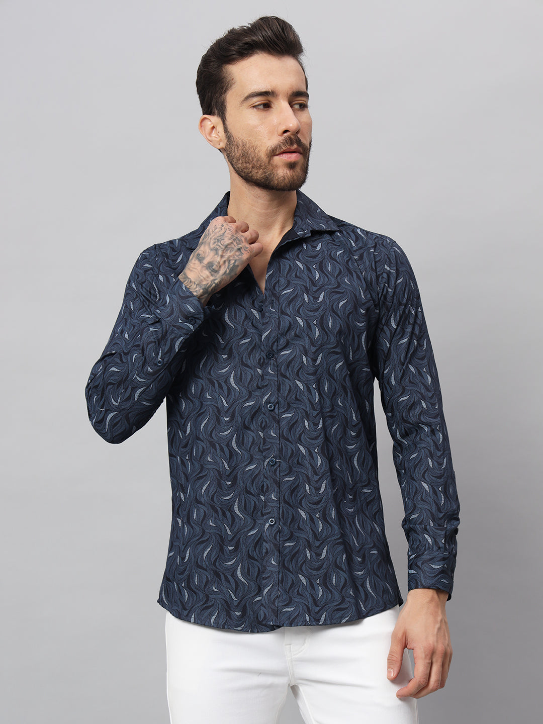 TROPICAL PRINT SHIRT NAVY