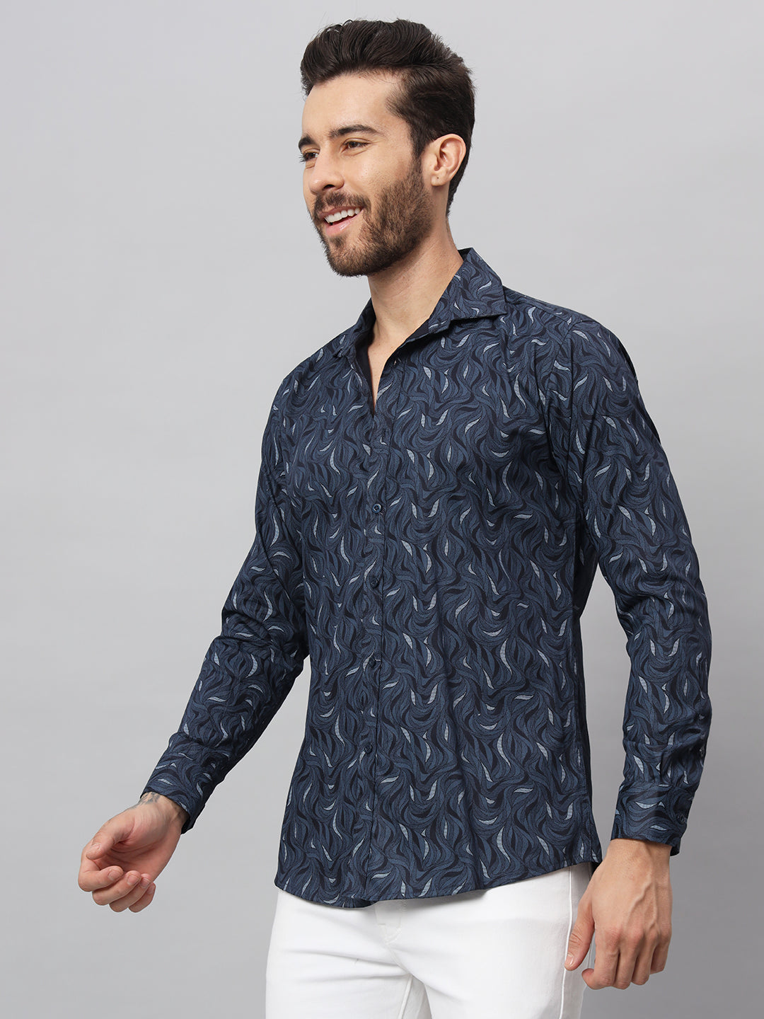 TROPICAL PRINT SHIRT NAVY