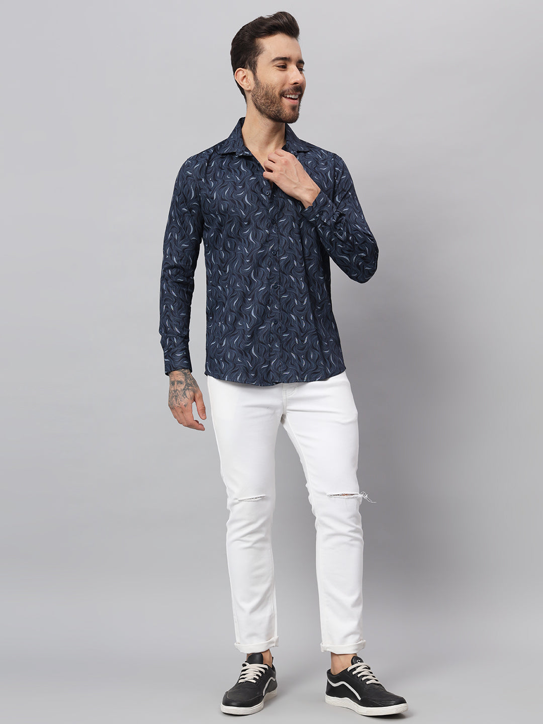 TROPICAL PRINT SHIRT NAVY