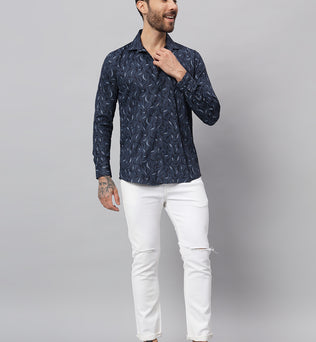 TROPICAL PRINT SHIRT NAVY