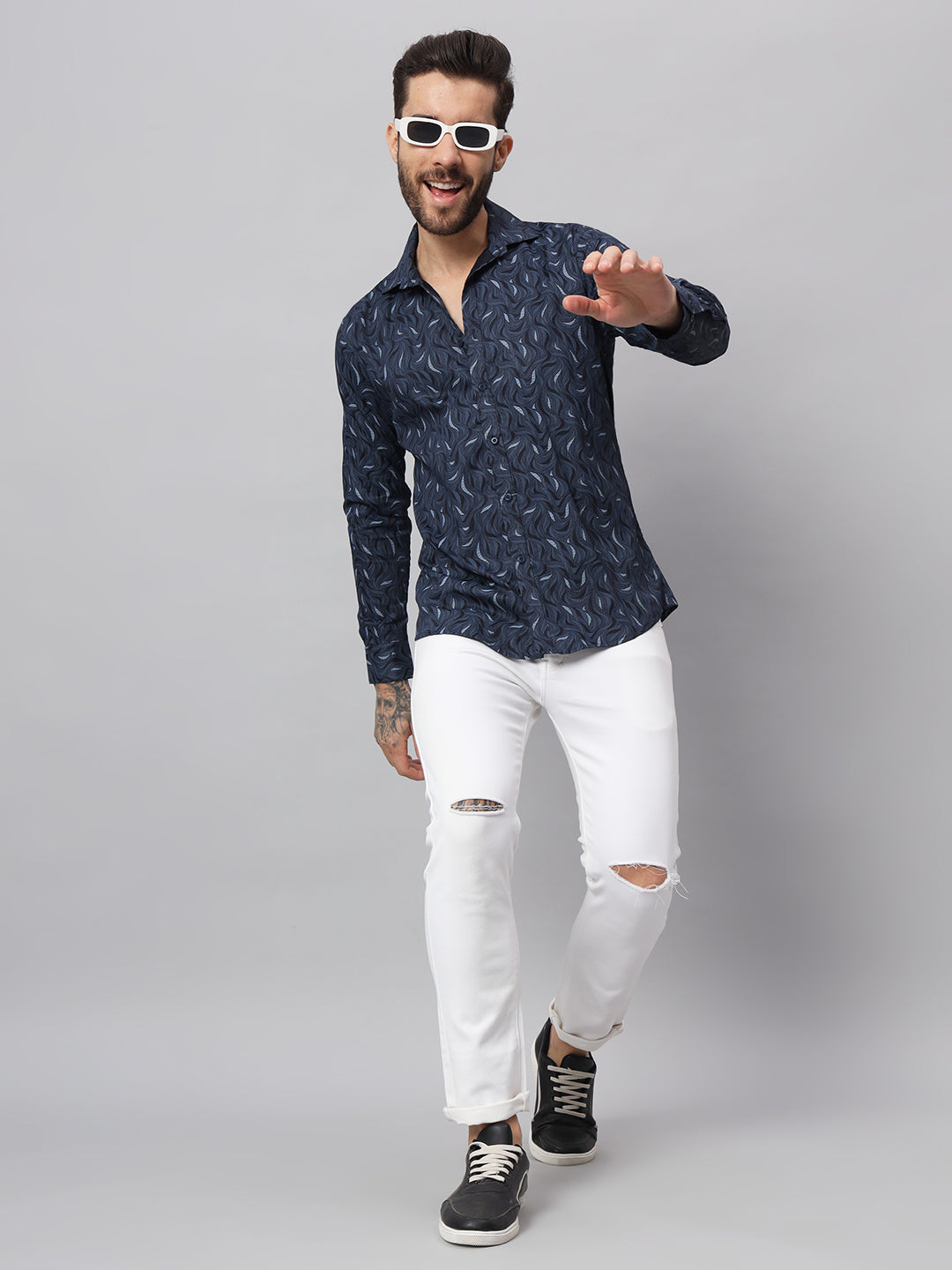 TROPICAL PRINT SHIRT NAVY