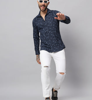 TROPICAL PRINT SHIRT NAVY