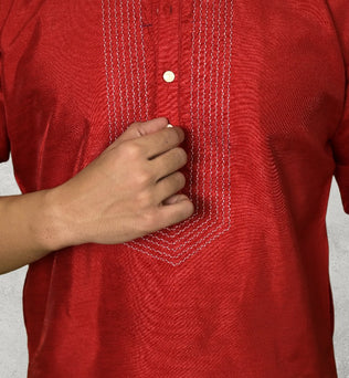 RAW SILK RED KURTA