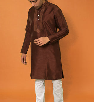 RAW SILK BROWN KURTA