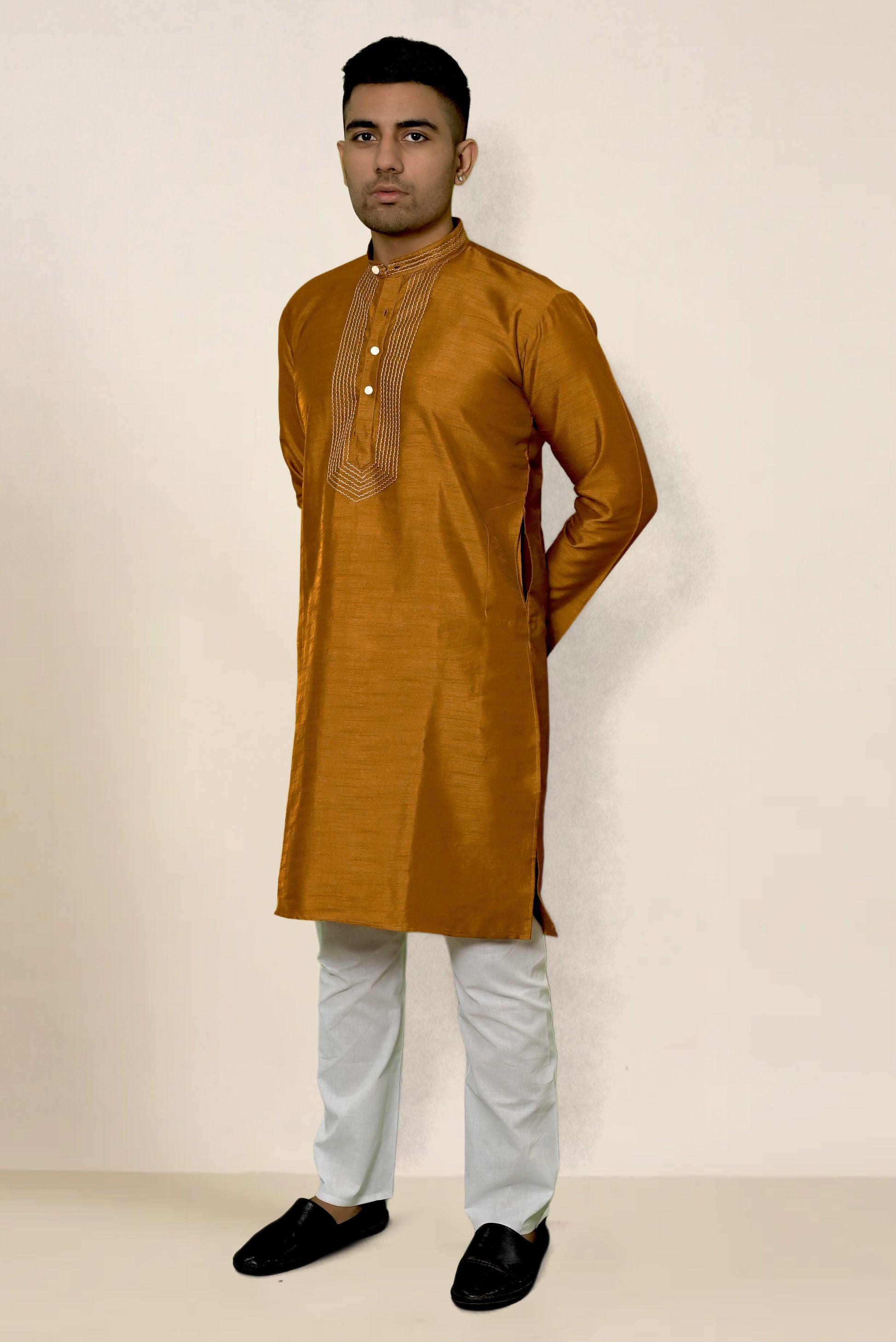 RAW SILK GOLDEN KURTA