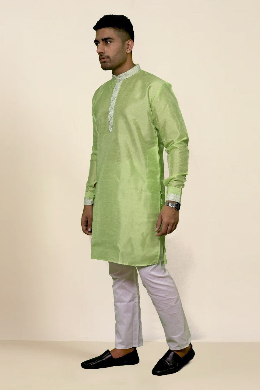 RAW SILK GREEN KURTA