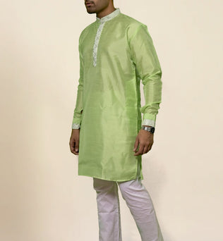 RAW SILK GREEN KURTA