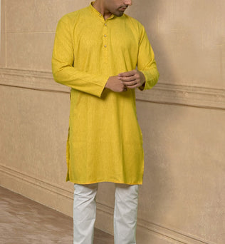 RAP YELLOW SELF DESIGN KURTA