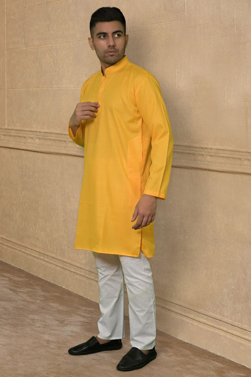 CRIMSON SILK YELLOW KURTA