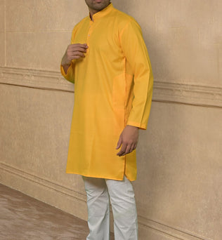 CRIMSON SILK YELLOW KURTA