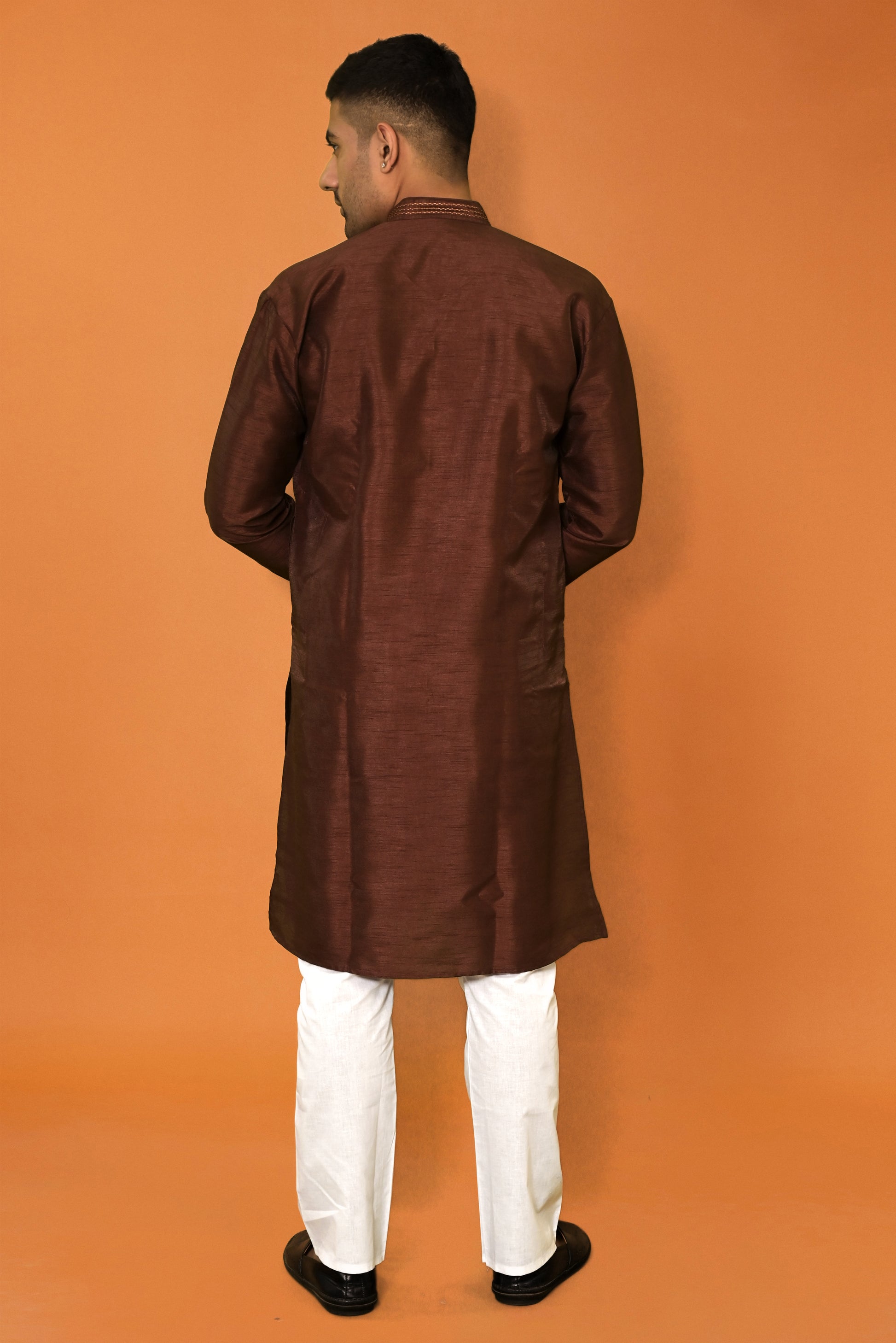 RAW SILK BROWN KURTA