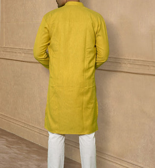 RAP YELLOW SELF DESIGN KURTA