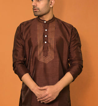 RAW SILK BROWN KURTA