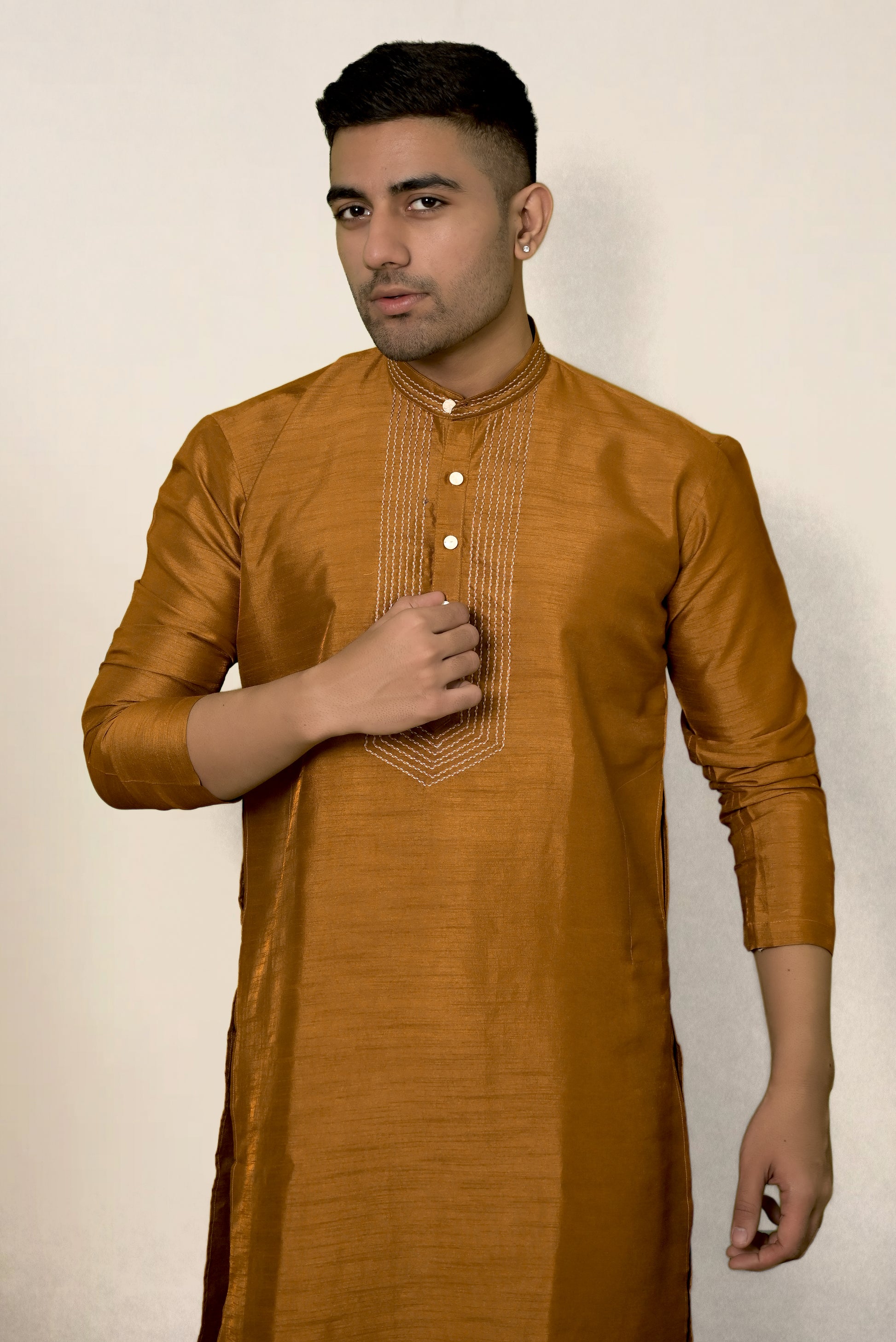 RAW SILK GOLDEN KURTA