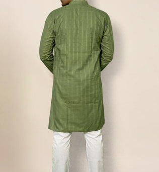 OLIVE SELF DESIGN KURTA