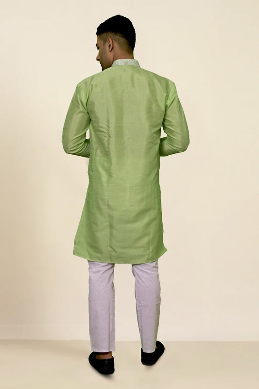 RAW SILK GREEN KURTA