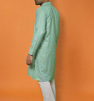 AQUA BLUE SELF DESIGN KURTA