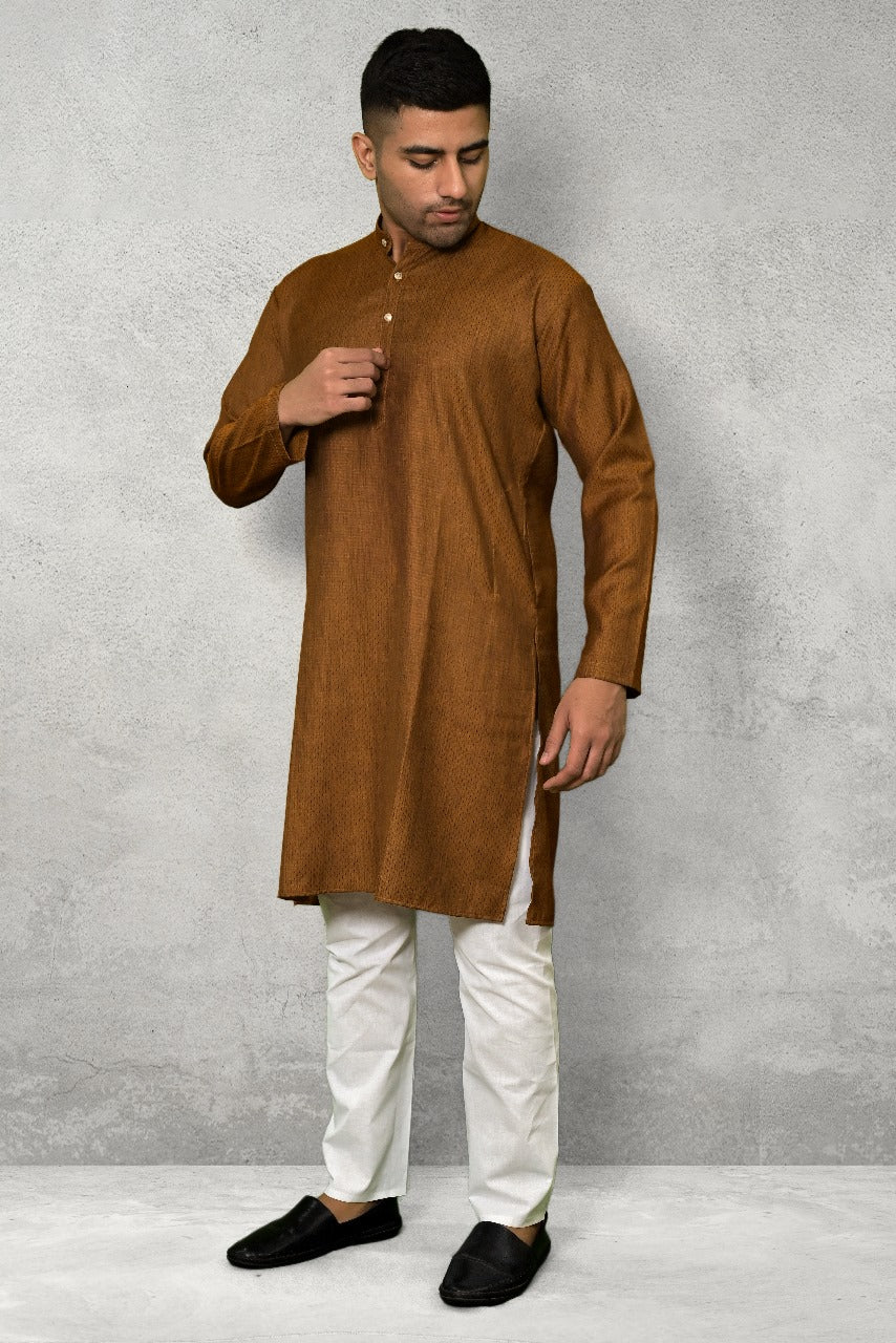 RUSSET SELF DESIGN KURTA