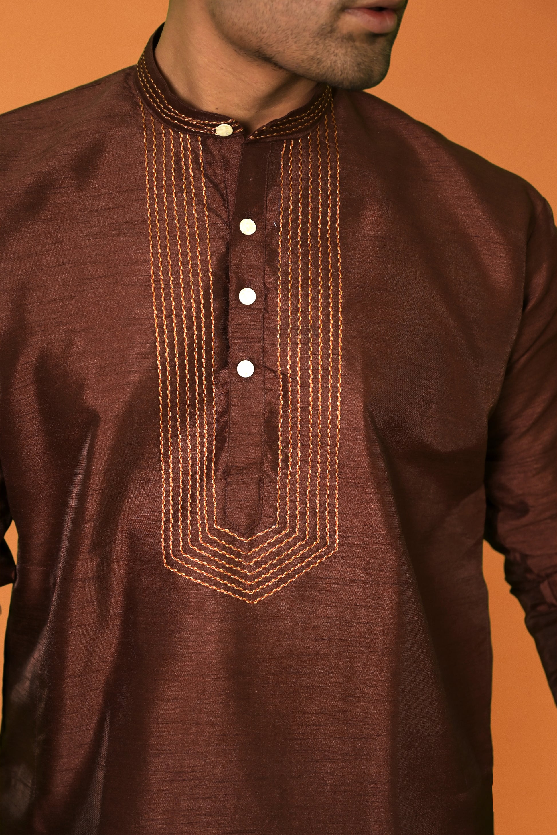 RAW SILK BROWN KURTA