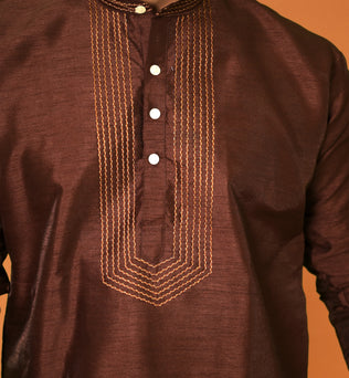 RAW SILK BROWN KURTA