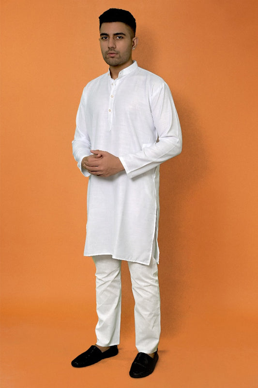 Linen White kurta