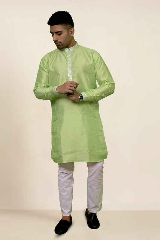 RAW SILK GREEN KURTA