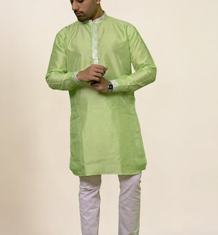 RAW SILK GREEN KURTA