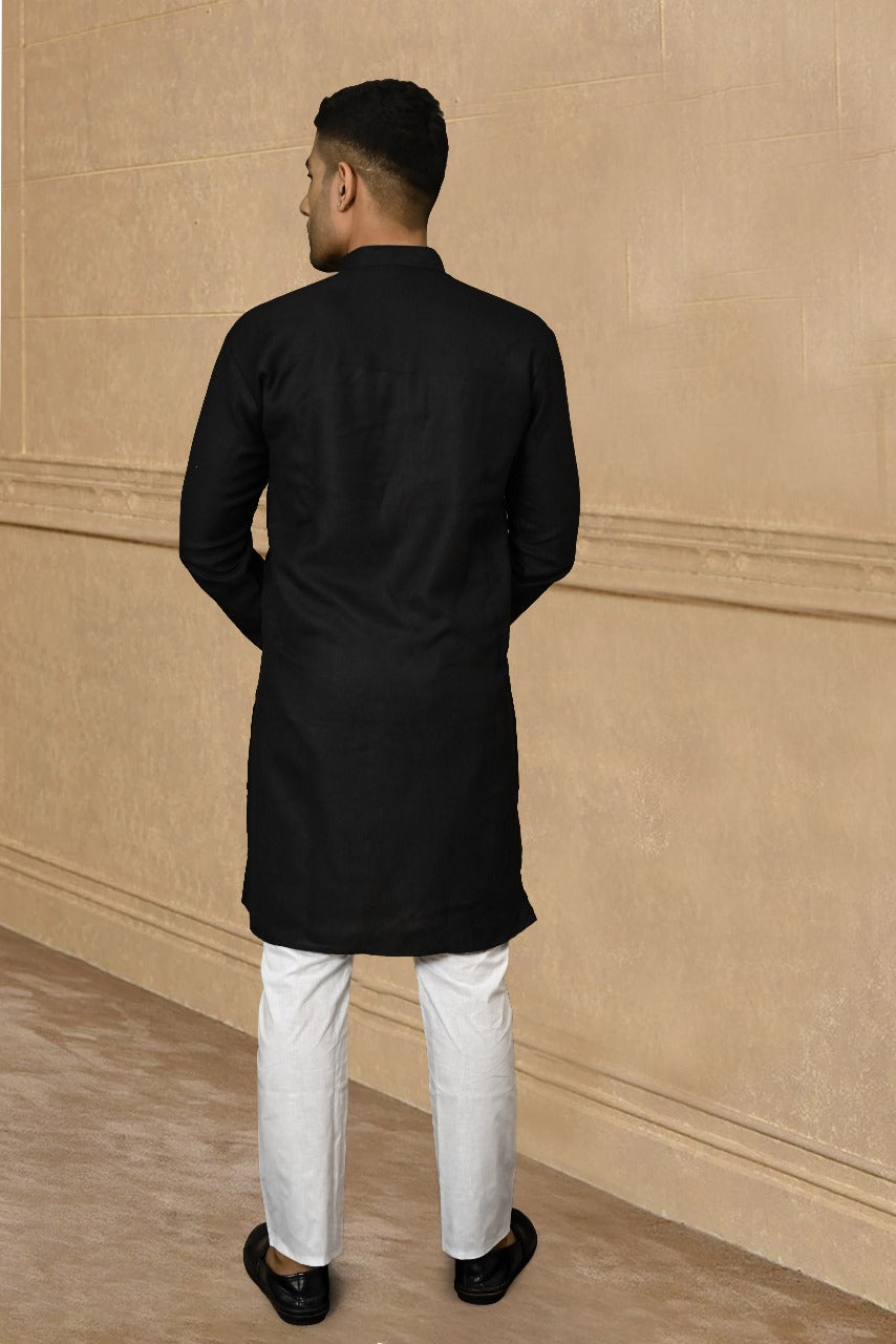 LINEN BLACK KURTA