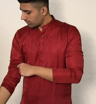 CRIMSON SILK MEHROON KURTA