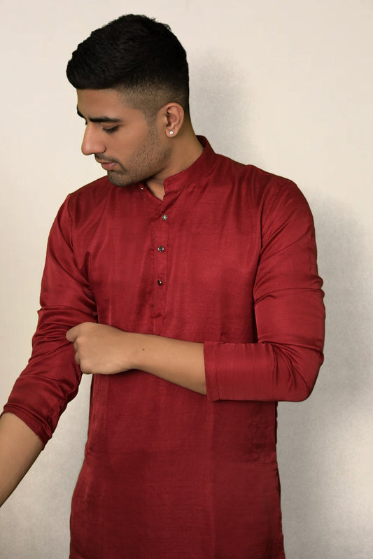 CRIMSON SILK MEHROON KURTA