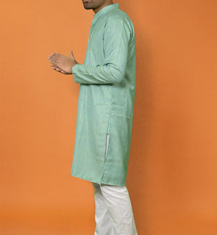 AQUA BLUE SELF DESIGN KURTA