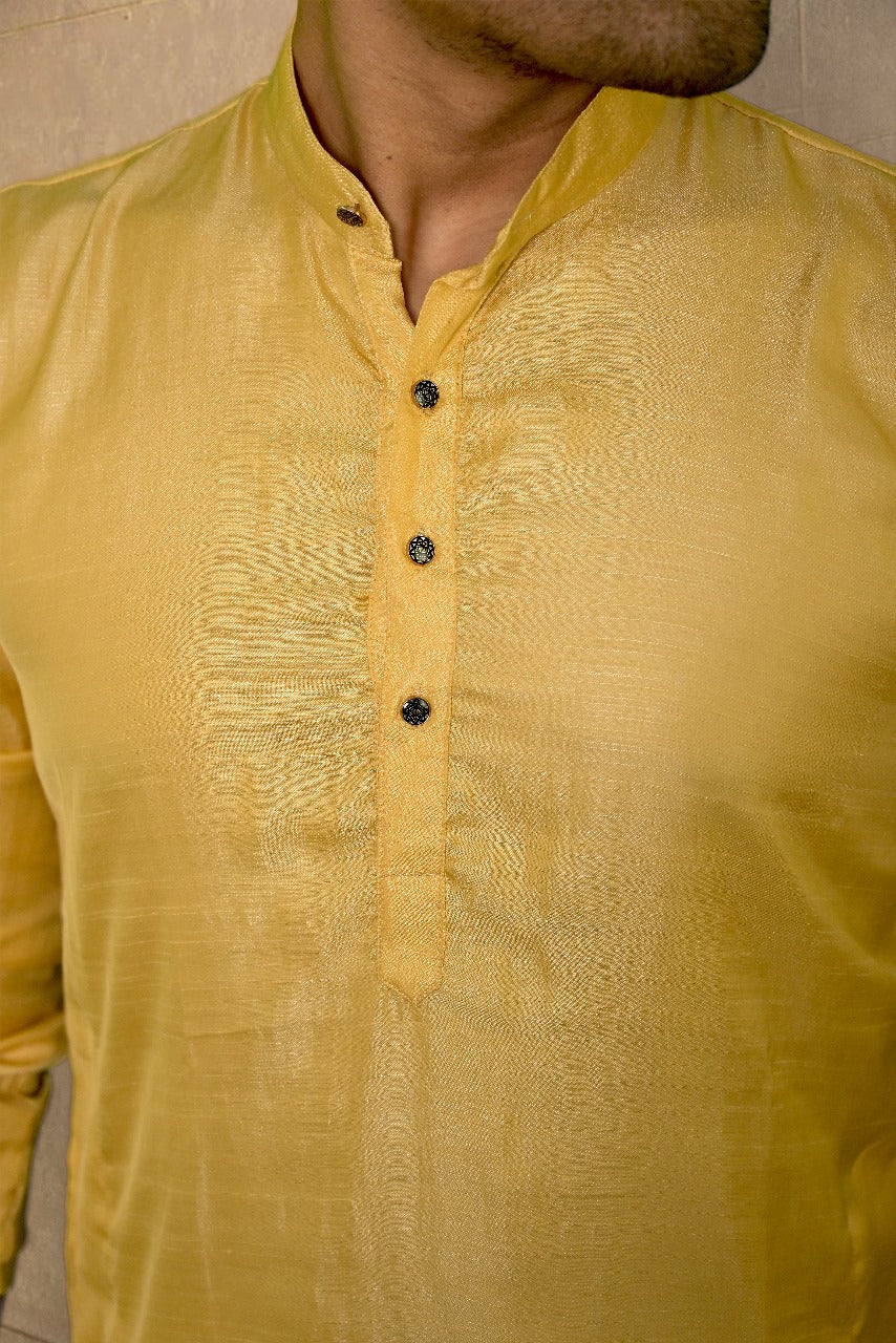 CRIMSON SILK YELLOW KURTA