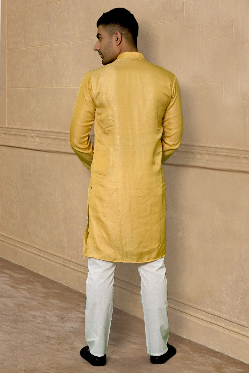 CRIMSON SILK YELLOW KURTA