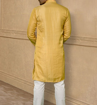 CRIMSON SILK YELLOW KURTA