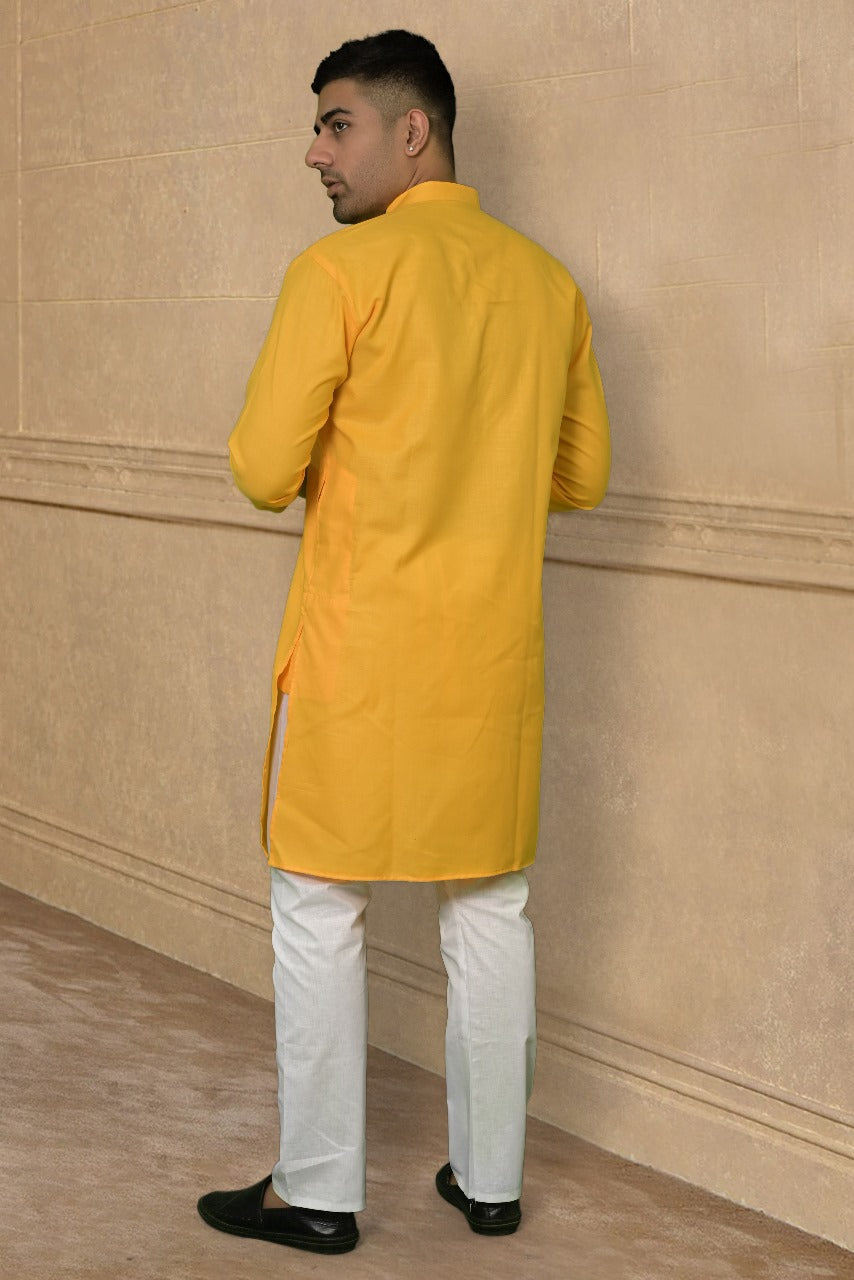 CRIMSON SILK YELLOW KURTA