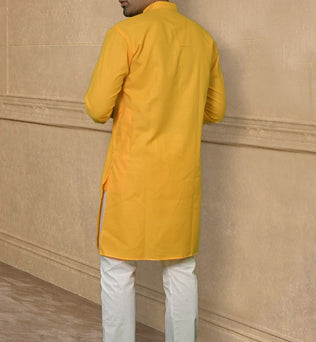 CRIMSON SILK YELLOW KURTA