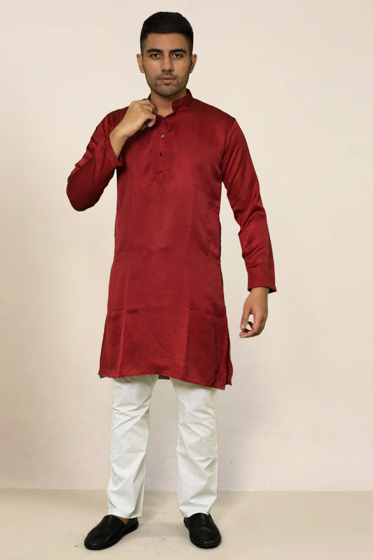 CRIMSON SILK MEHROON KURTA