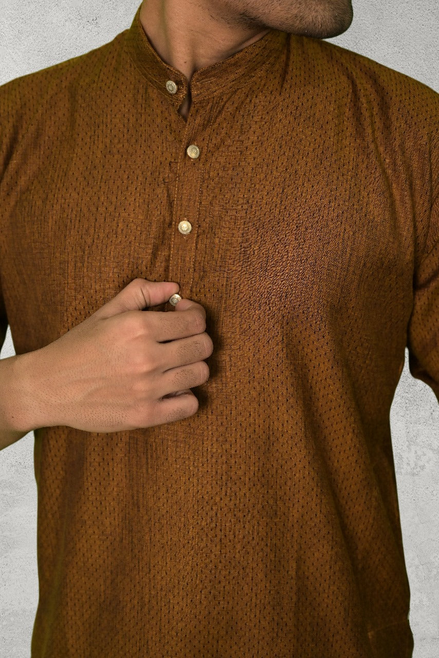 RUSSET SELF DESIGN KURTA