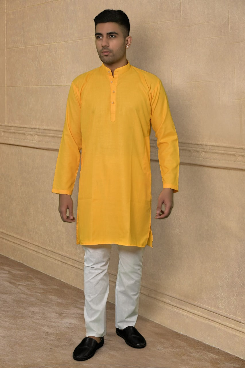 CRIMSON SILK YELLOW KURTA