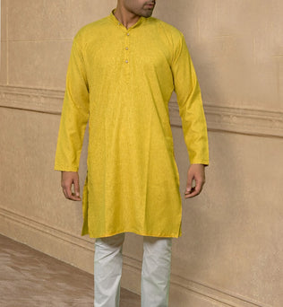 RAP YELLOW SELF DESIGN KURTA